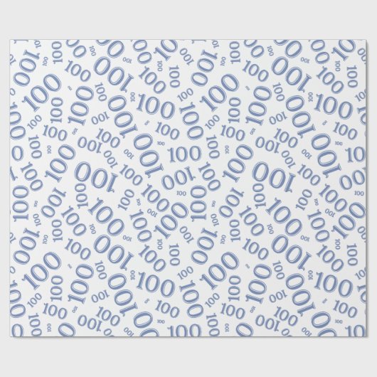 100. Blau/Weiß Random Number Pattern Mittel Geschenkpapier (Flach)
