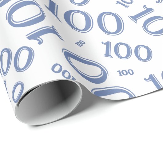 100. Blau/Weiß Random Number Pattern Mittel Geschenkpapier (Rolleneckpunkt)