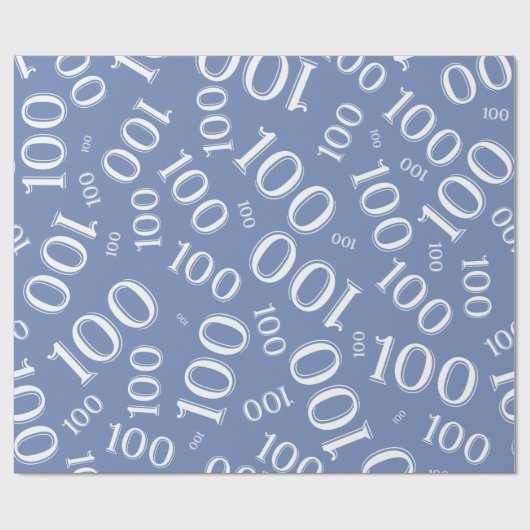 100. Blau/Weiß, Random Zahlenmuster groß Geschenkpapier (Flach)