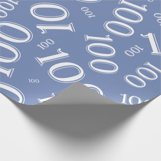 100. Blau/Weiß, Random Zahlenmuster groß Geschenkpapier (Ecke)