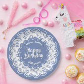 100. Blau/Weiß-Zufallszahlenmuster Pappteller (Party)