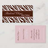 100 Borwn Pink Zebra Print Pattern Business Card Visitenkarte (Vorne/Hinten)