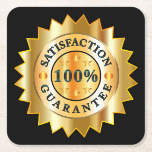 100 % Briefmarke der Zufriedenheitsgarantie Rechteckiger Pappuntersetzer