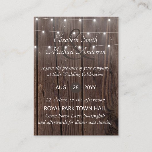 100 Budget RUSTIC Wood Wedding lädt ein Hinweiskarte (Vorderseite)