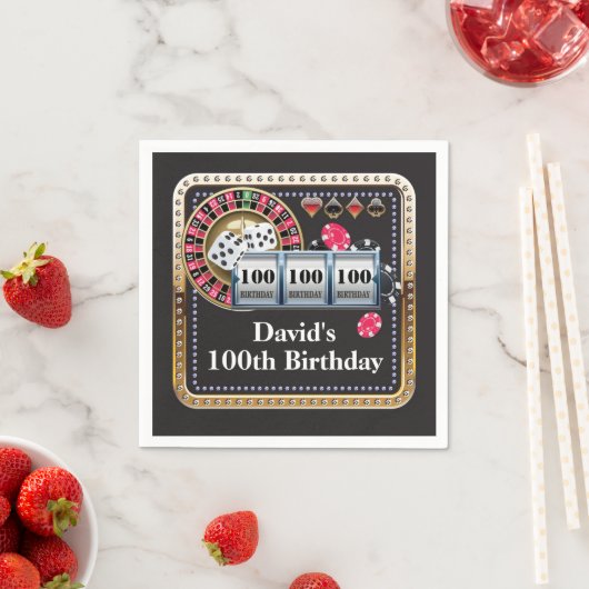 100. Casino Poker Spielkarte Geburtstag Napkins Serviette (Beispiel)