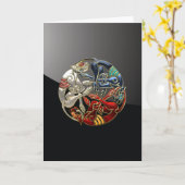 [100] Celtic-heilige Kunst - drei Hunde Karte (Gelbe Blume)