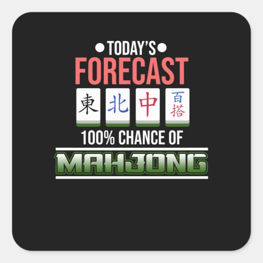 100% Chance auf Mahjong Game Mahjong Spielen Quadratischer Aufkleber (Vorderseite)