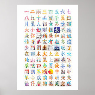 100 chinesische Zeichenbilder Poster