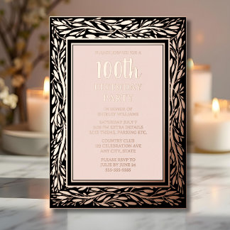 100. Custom Geburtstag Party Texture Elegant Flora Folieneinladung