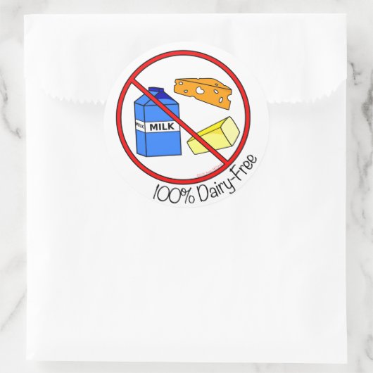 "100% Dairy Free" Stickers (groß) (Tasche)