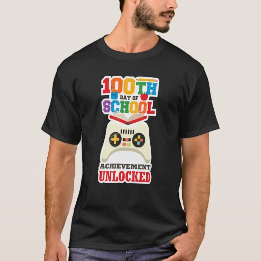 100 Day of School Achievement Unlocked Gamer T-Shirt (Vorderseite)