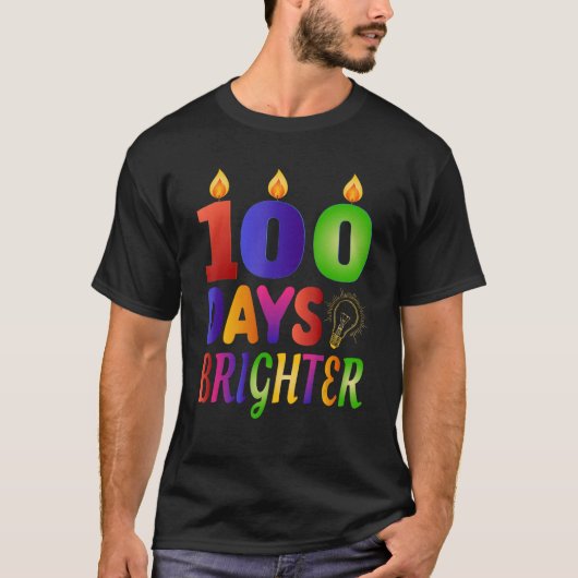 100 Days Brighter  100th Day  for Teacher Kids T-Shirt (Vorderseite)