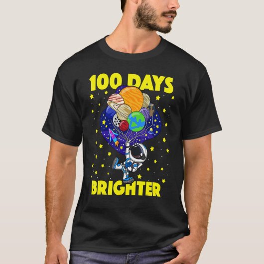 100 Days Brighter 100th Day Of School Astronaut Ou T-Shirt (Vorderseite)