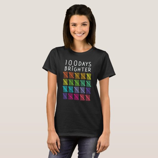 100 Days Brighter 100th Day of School Kindergarten T-Shirt (Vorne ganz)
