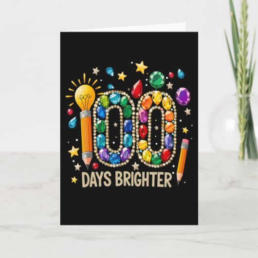 100 Days Brighter Colorful Gem School Celebration Karte (Vorderseite)