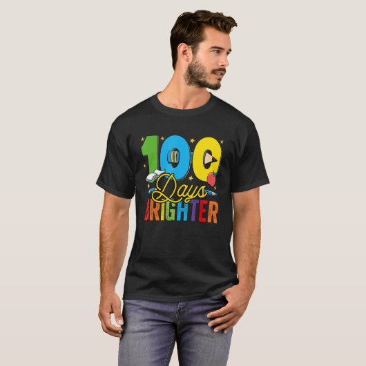 100 Days Brighter For Teachers And Kids Students T-Shirt (Vorne ganz)