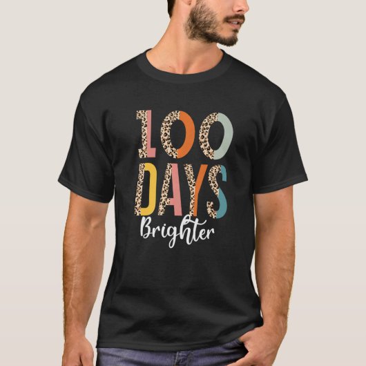100 Days Brighter for Teachers Kids Leopard T-Shirt (Vorderseite)