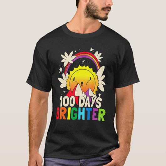 100 Days Brighter Funny 100th Day Of School Rainb T-Shirt (Vorderseite)