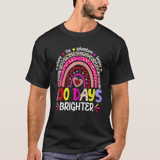 100 Days Brighter Happy 100th Day Of School Rainbo T-Shirt (Vorderseite)