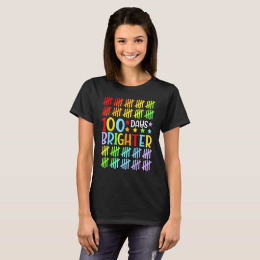 100 Days Brighter Happy 100th Day Of School Studen T-Shirt (Vorne ganz)