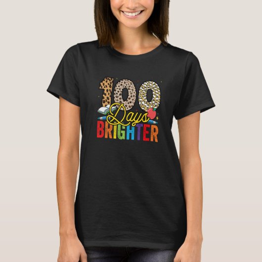 100 Days Brighter Leopard For Teachers And Kids St T-Shirt (Vorderseite)