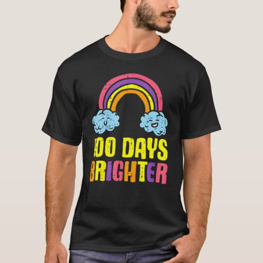 100 Days Brighter Rainbow Cute 100th Day School Sm T-Shirt (Vorderseite)