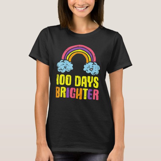 100 Days Brighter Rainbow Cute 100th Day School Sm T-Shirt (Vorderseite)