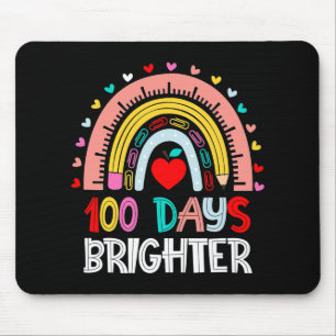 100 Days Brighter Regenbogen 100. Schullehrtag Mousepad