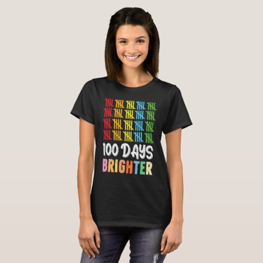 100 Days Brighter Student Happy 100th Day Of Schoo T-Shirt (Vorne ganz)