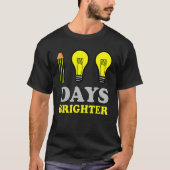 100 Days Brighter Teacher Student 100th Day of Sch T-Shirt (Vorderseite)