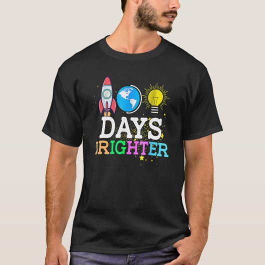 100 Days Brighter Teacher Student Happy 100th Day  T-Shirt (Vorderseite)