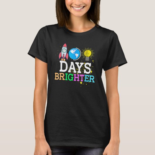 100 Days Brighter Teacher Student Happy 100th Day T-Shirt (Vorderseite)