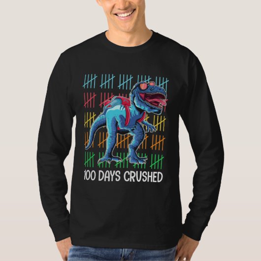 100 Days Crushed Dinosaur Kids Trex 100 Days of S T-Shirt (Vorderseite)
