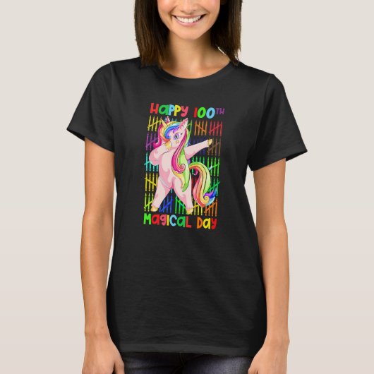 100 Days Dabbing Unicorn Happy 100th Magical Day R T-Shirt (Vorderseite)