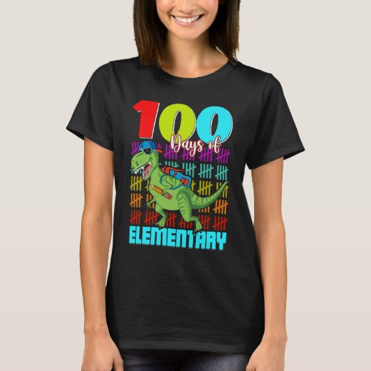 100 Days Elementary Dinosaur Rex Dinosaur  Boys Ki T-Shirt (Vorderseite)