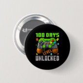 100 Days Level Unlocked Gaming 100 Days Of School  Button (Vorne & Hinten)