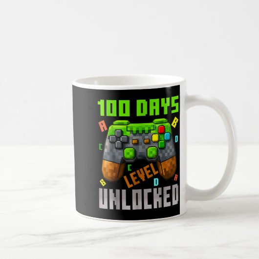 100 Days Level Unlocked Gaming 100 Days Of School Kaffeetasse (Rechts)