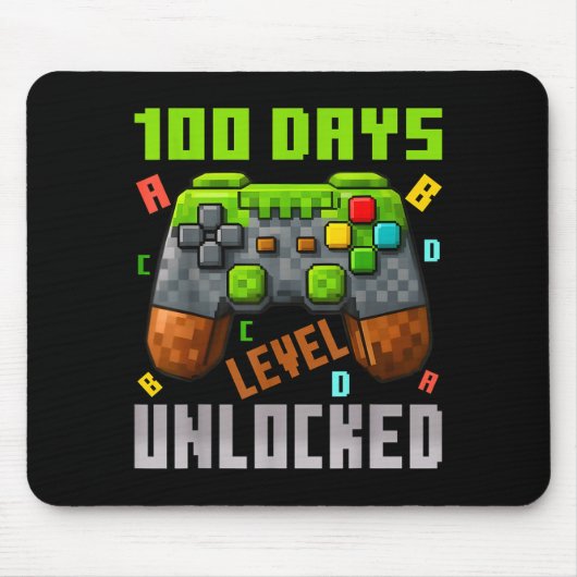 100 Days Level Unlocked Gaming 100 Days Of School Mousepad (Vorne)