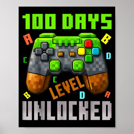 100 Days Level Unlocked Gaming 100 Days Of School  Poster (Vorne)