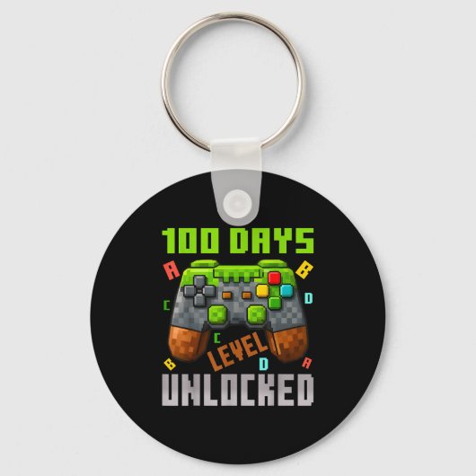 100 Days Level Unlocked Gaming 100 Days Of School Schlüsselanhänger (Vorderseite)