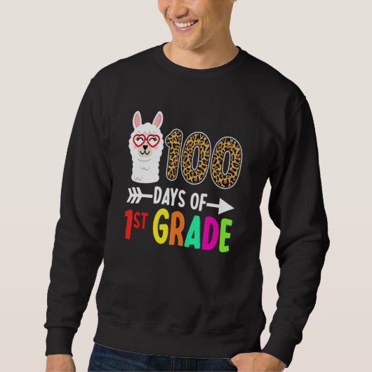 100 Days Of 1st Grade Llama Kids 100th Day Of Scho Sweatshirt (Vorderseite)