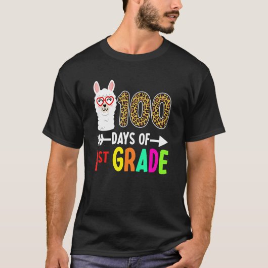 100 Days Of 1st Grade Llama Kids 100th Day Of Scho T-Shirt (Vorderseite)