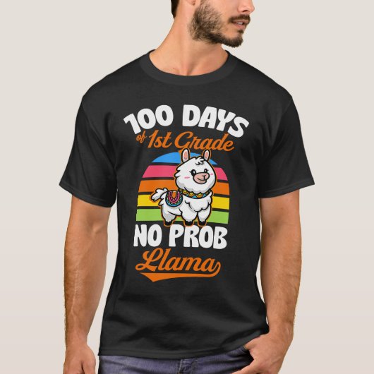 100 Days Of 1st Grade No Prob Llama Cute Animal J T-Shirt (Vorderseite)