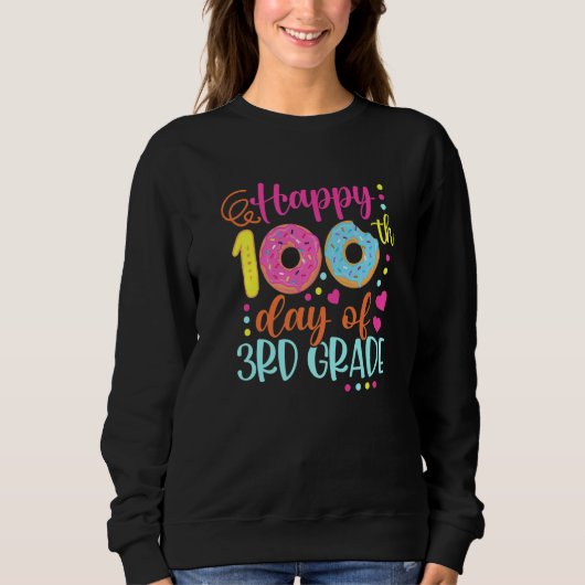 100 Days of 3rd Grade Teacher Kids Smarter Donuts Sweatshirt (Vorderseite)