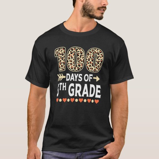 100 days of 5th Grade Leopard 100th day of School T-Shirt (Vorderseite)