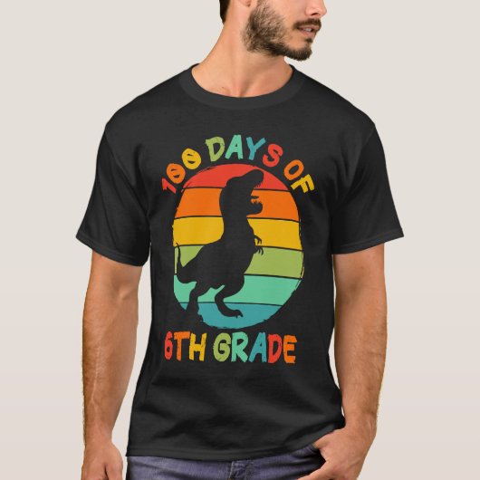 100 Days Of 6th Grade 100 Days Of School Rex Dinos T-Shirt (Vorderseite)