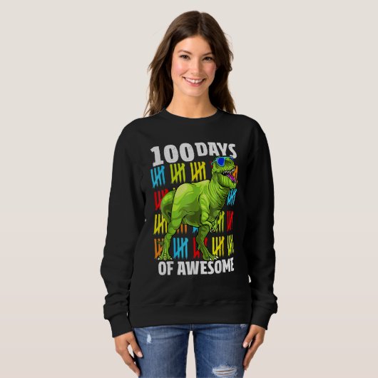 100 Days of Awesome Dinosaur Rex Boys 100th Day Of Sweatshirt (Vorne ganz)