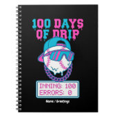 100 Days of Drip 0 Errors Baseball School Swag Notizblock (Vorderseite)