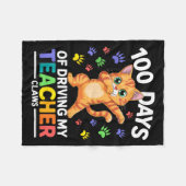 100 Days Of Driving My Teacher Claws Dabbing Cat S Fleecedecke (Vorderseite (Horizontal))