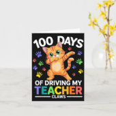 100 Days Of Driving My Teacher Claws Dabbing Cat S Karte (Gelbe Blume)